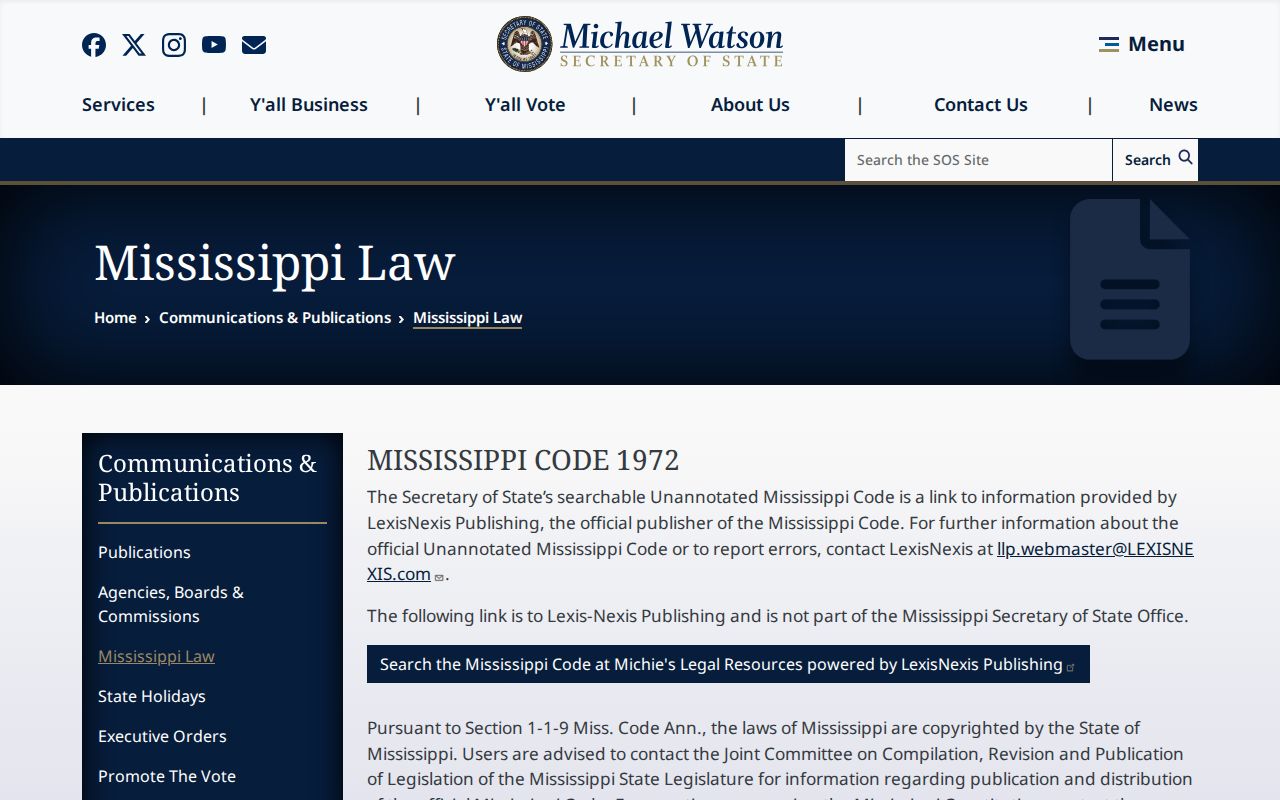 Blue Springs court records Mississippi law source
