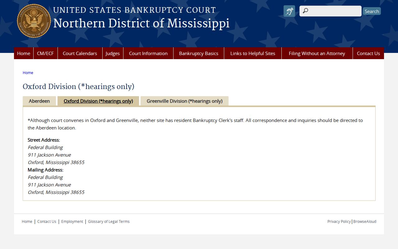 Union County court calendar comparison image of the Oxford hearings-only notice