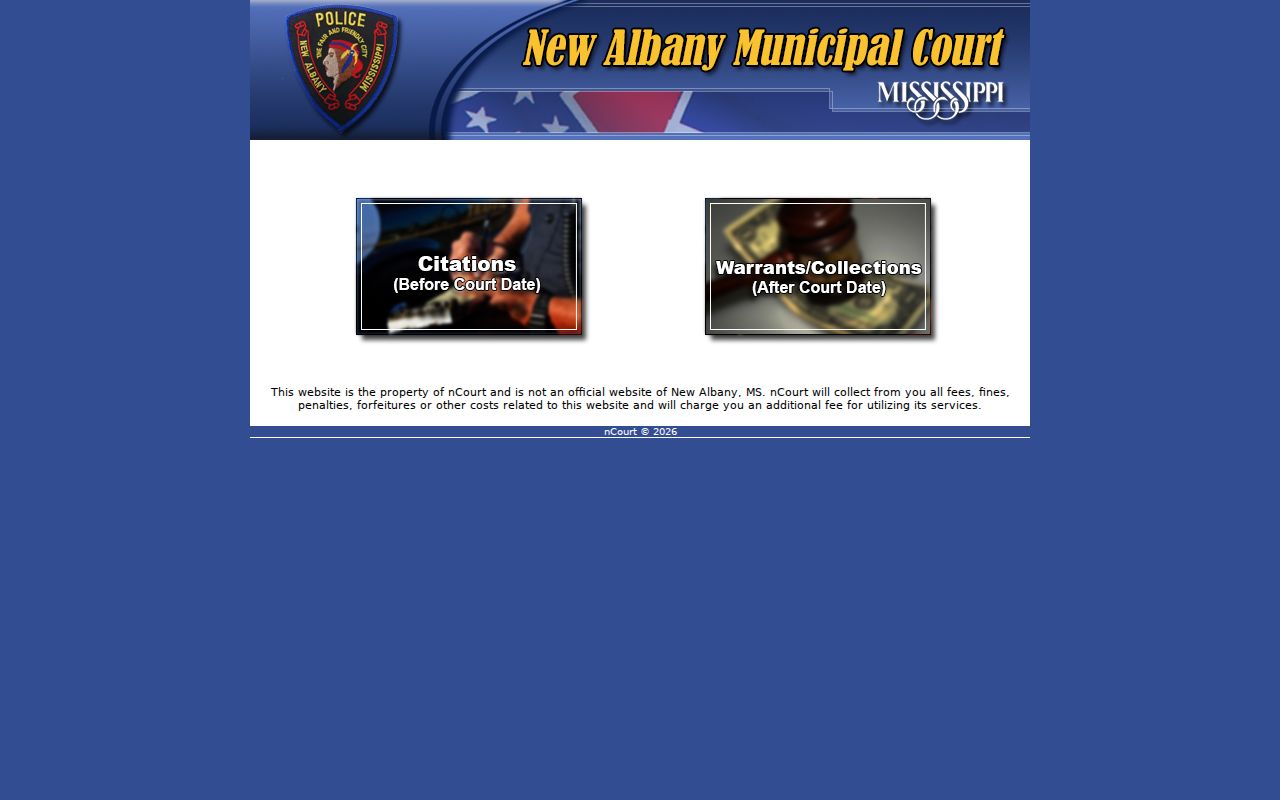 Union County traffic court New Albany payment vendor warning